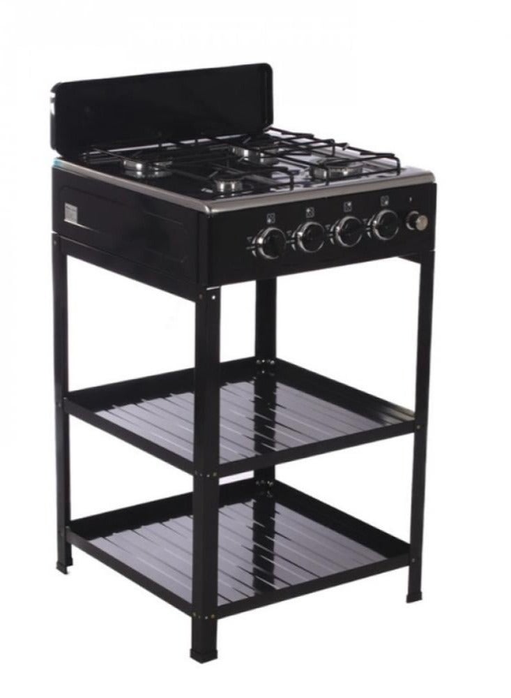 Black gas stove with four burners 