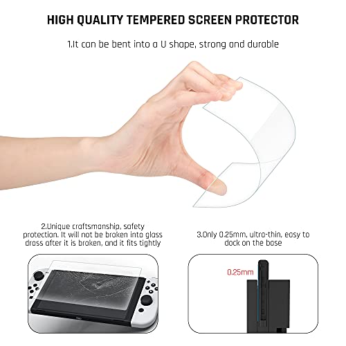 GLDRAM Case for Nintendo Switch OLED Model 2021 with Screen Protector and 4 PCS Thumb Caps, Protective Hard Cover for Switch OLED Console & JoyCon - Ultra-Slim & Flip Shell (Purple) - Image 5