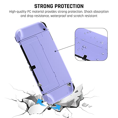 GLDRAM Case for Nintendo Switch OLED Model 2021 with Screen Protector and 4 PCS Thumb Caps, Protective Hard Cover for Switch OLED Console & JoyCon - Ultra-Slim & Flip Shell (Purple) - Image 2
