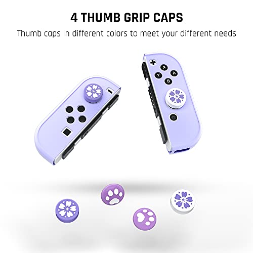 GLDRAM Case for Nintendo Switch OLED Model 2021 with Screen Protector and 4 PCS Thumb Caps, Protective Hard Cover for Switch OLED Console & JoyCon - Ultra-Slim & Flip Shell (Purple) - Image 4