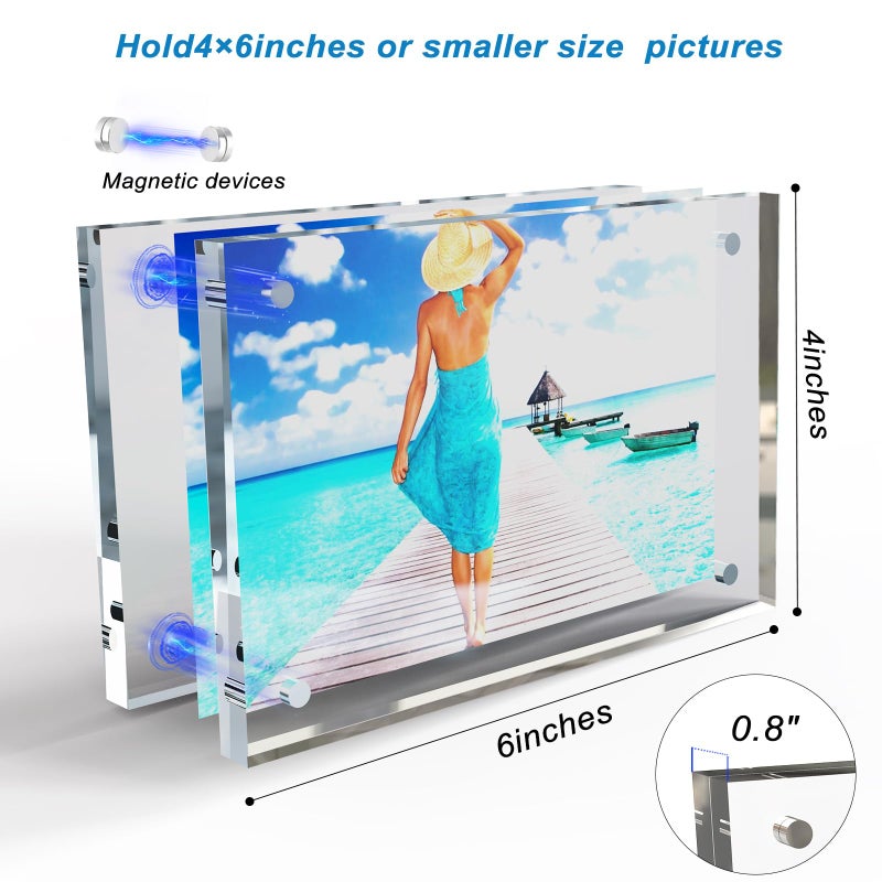 laapee 4x6 Inches Acrylic Picture Frames 1 Pack, Double Sided Magnetic Photo Frames,Free Standing on Desk or Table Clear Picture Frames - Image 4