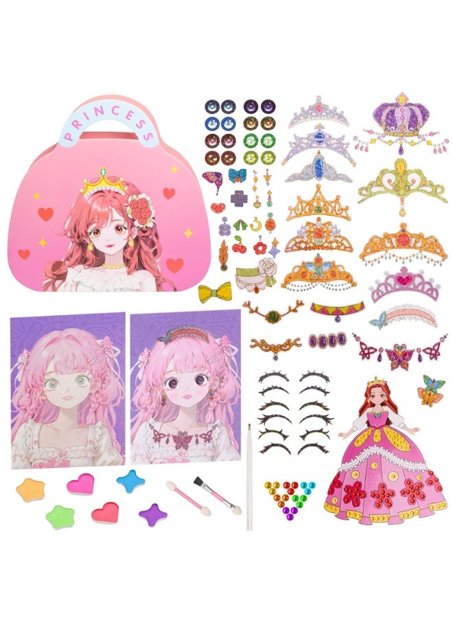 OSHIMA Princess Makeup Stickers Kit, Princess Art Craft For Kids, Princess Dress Up DIY Stickers Toy Set, Ideal Birthday, Souvenir, Graduation And Party Gathering Gifts For Girls - Image 1