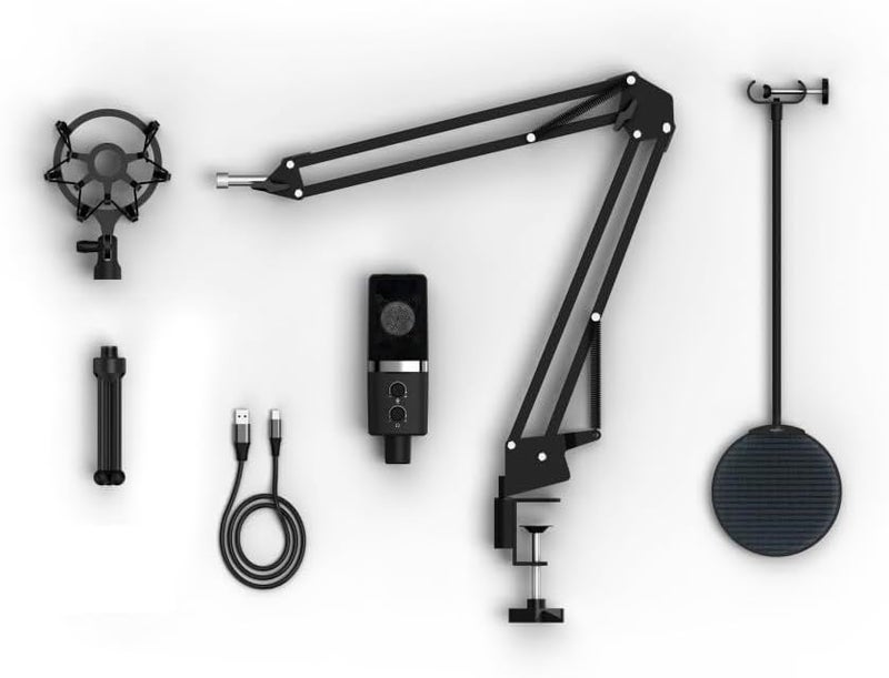 uRage Stream 900 HD Studio USB-C Condenser Streaming Microphone with Boom Arm Spider Mount LED Mute Indicator - Professional Podcast Mic Direct Mix Control for PC/Mac - 20Hz-20kHz Audio Kit - Black - Image 5