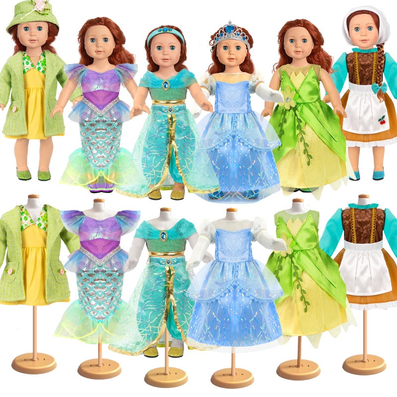WONDOLL 18 inch Doll Clothes Accessories 6Pcs Different Fairytale Costume Dress - Image 3