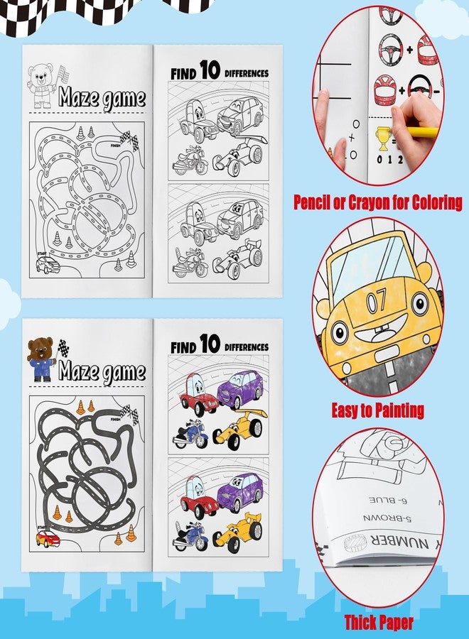 JAPBOR Race Car Coloring Books - 48PCS Mini Racing Cars Activity Color Books Bulk for Kid Party Favors, Truck Transportation Themed Small Colouring Pages for Birthday Gifts Class Drawing Painting Game - Image 4