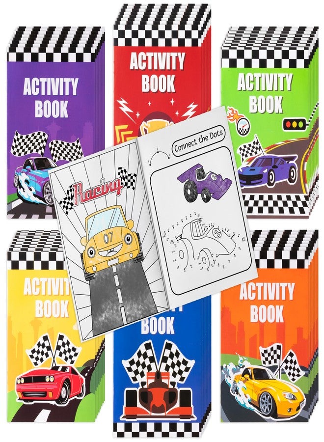 JAPBOR Race Car Coloring Books - 48PCS Mini Racing Cars Activity Color Books Bulk for Kid Party Favors, Truck Transportation Themed Small Colouring Pages for Birthday Gifts Class Drawing Painting Game - Image 1