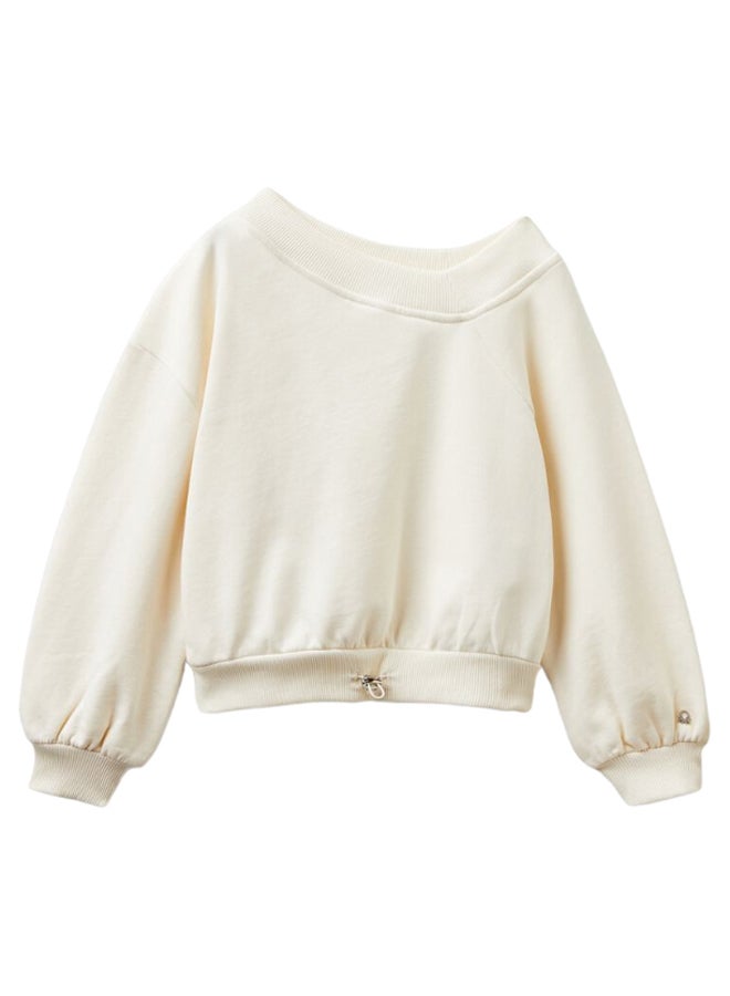 بينيتون سويتر للبنات برقبة غير متساوية التصميم - Image 1