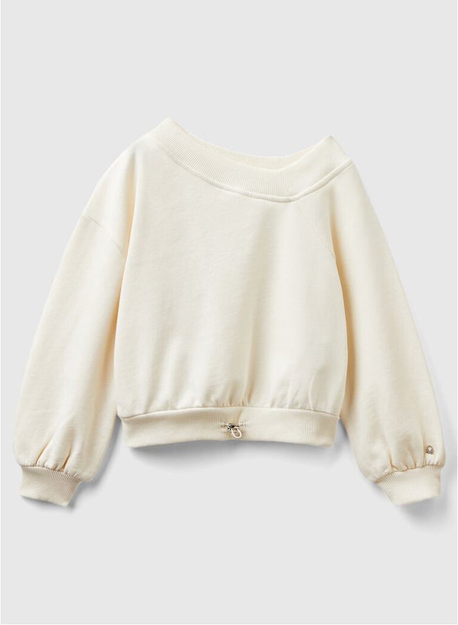 بينيتون سويتر للبنات برقبة غير متساوية التصميم - Image 4