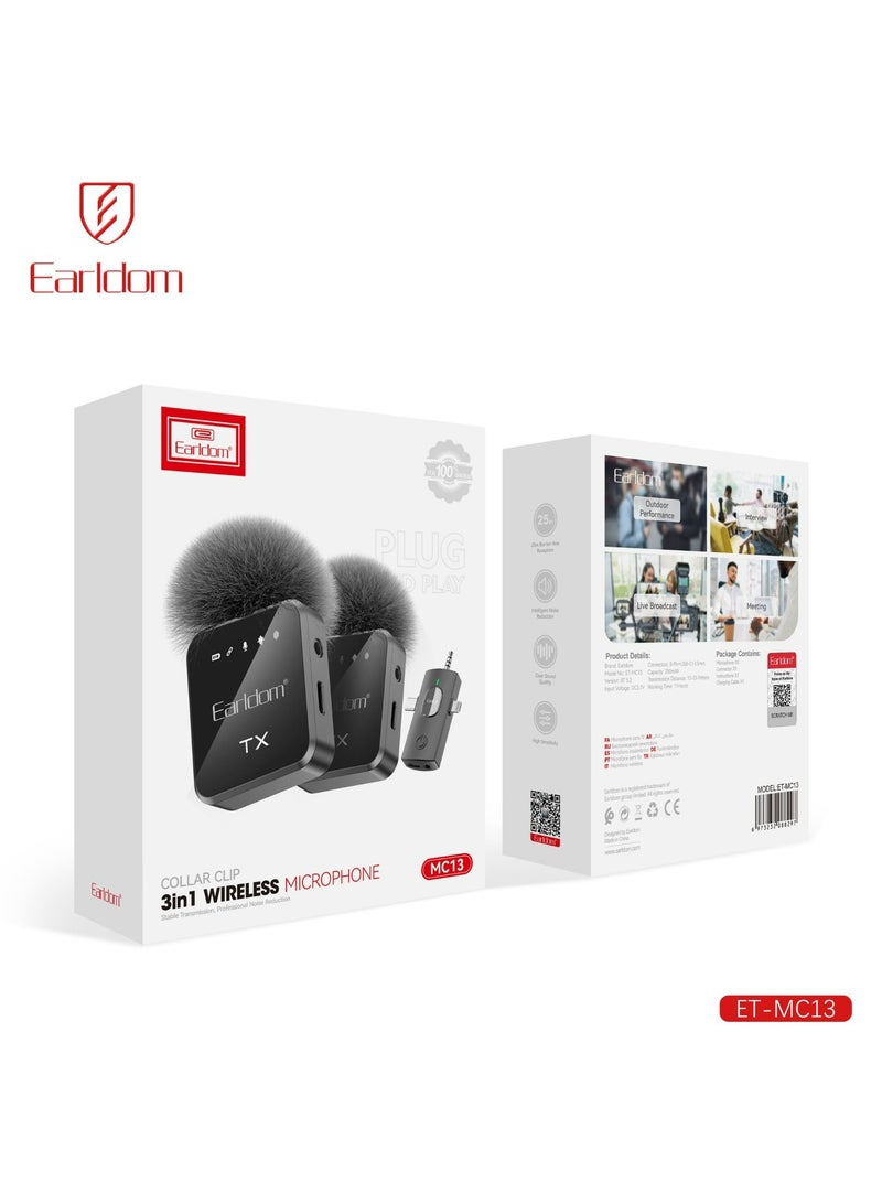 Earldom MC13 AfroCrafts Portable 3in1 Wireless Collar Clip Microphone - Image 5