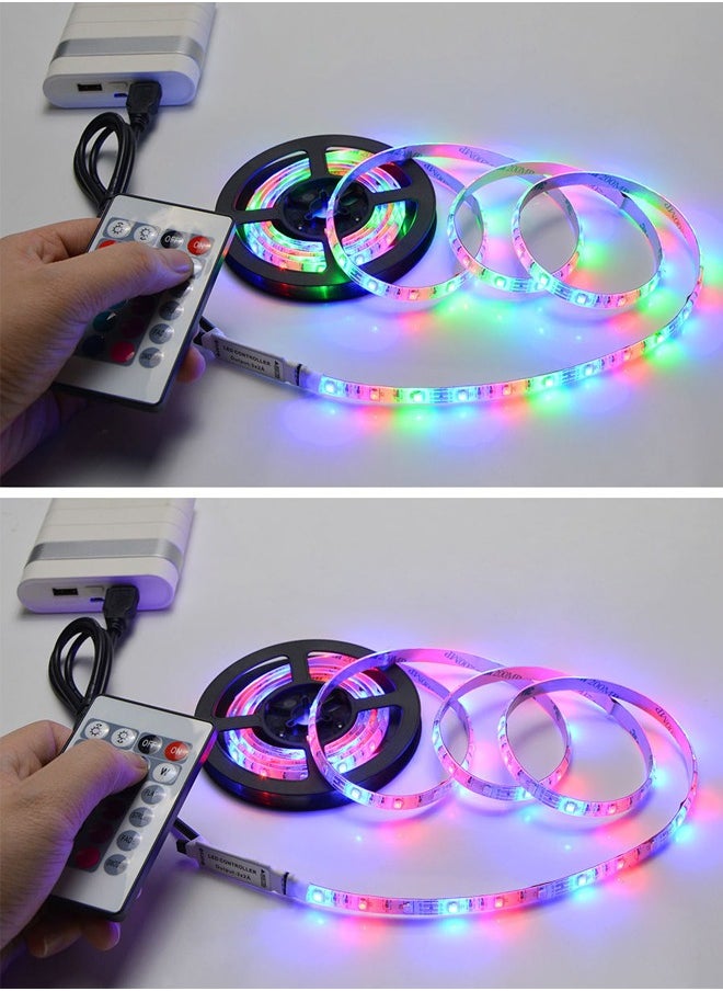 ZCM-HAPPY - RGB LED Flexible Light Strip Set 5V, 24-Key Infrared Remote Control, USB Powered - Image 1
