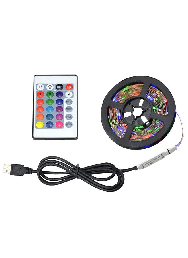 ZCM-HAPPY - RGB LED Flexible Light Strip Set 5V, 24-Key Infrared Remote Control, USB Powered - Image 1