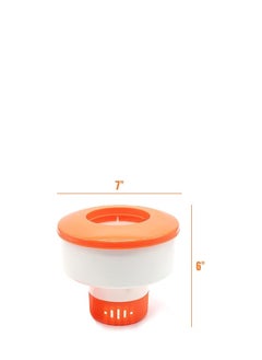 Generic MySouqEgFloating Pool Chlorine Dispenser Orange, Easily Spot It, Fits 1 And 3 Inch Tablets For Large And Small Pools, Hot Tub, Spa  - Image 1