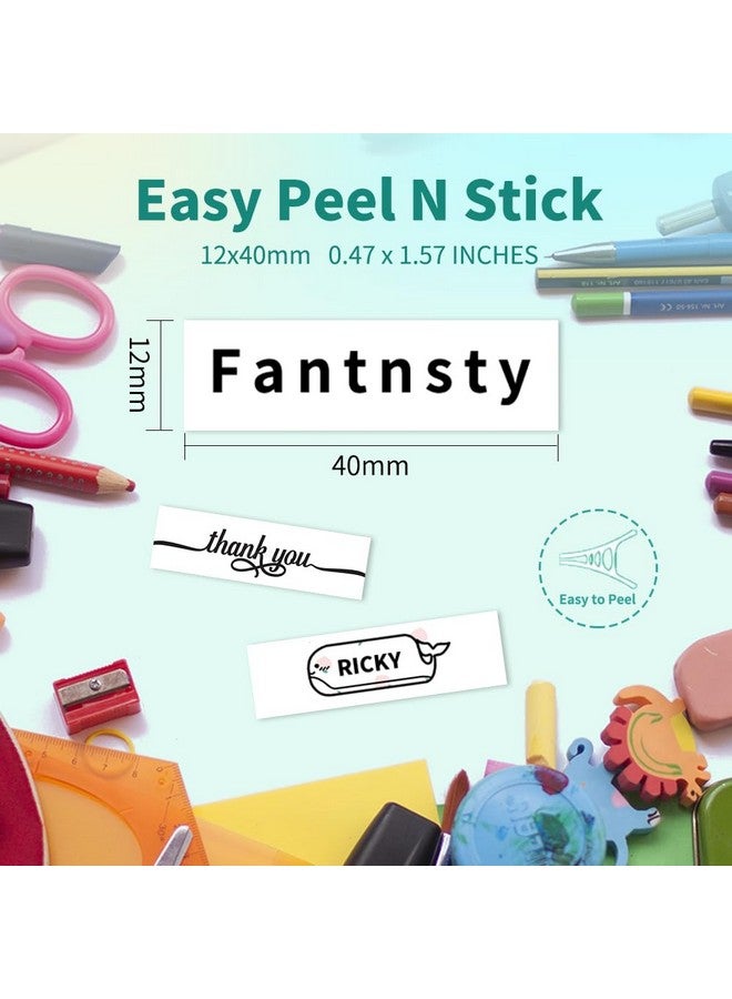 phomemo D30 D35 Q31 Q32 Q30S Q30 Label Maker Tape Black On White Sticker Thermal Paper Self-Adhesive Label Tape, 12 X 40 Mm (0.47 X 1.57 Inch) 160 Tapes/Roll, 3-Roll - Image 2