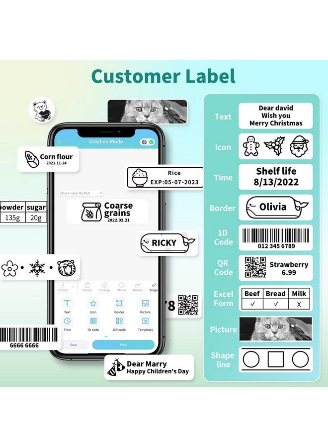 phomemo D30 D35 Q31 Q32 Q30S Q30 Label Maker Tape Black On White Sticker Thermal Paper Self-Adhesive Label Tape, 12 X 40 Mm (0.47 X 1.57 Inch) 160 Tapes/Roll, 3-Roll - Image 3