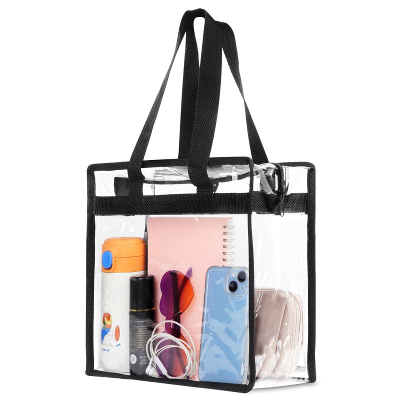 Hoiny Clear Bag for Stadium Events Approved, 12x6x12 Large Transparent Tote Bag with Zipper, Clear Bag Stadium Approved for Gym Concert Sports Festivals School - Image 1