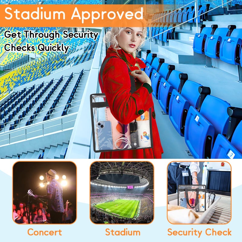 Hoiny Clear Bag for Stadium Events Approved, 12x6x12 Large Transparent Tote Bag with Zipper, Clear Bag Stadium Approved for Gym Concert Sports Festivals School - Image 4
