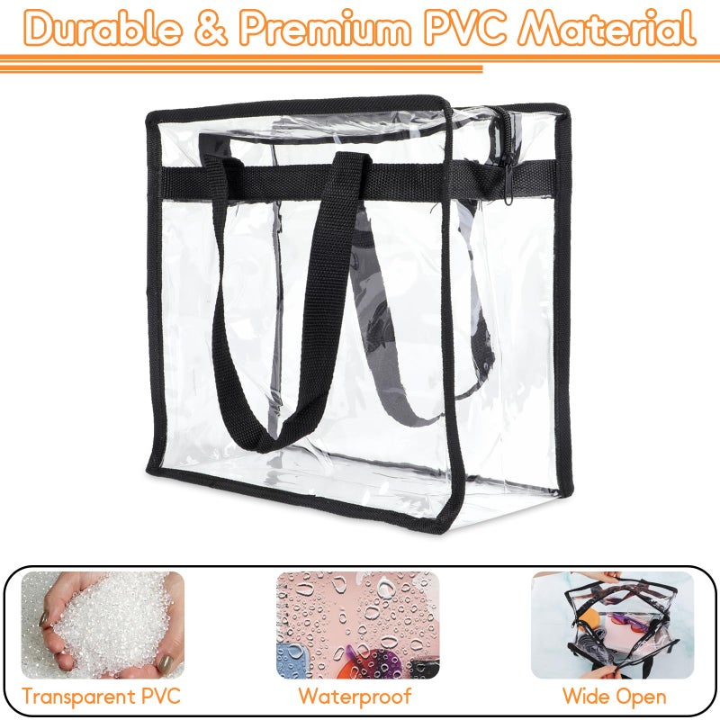 Hoiny Clear Bag for Stadium Events Approved, 12x6x12 Large Transparent Tote Bag with Zipper, Clear Bag Stadium Approved for Gym Concert Sports Festivals School - Image 3