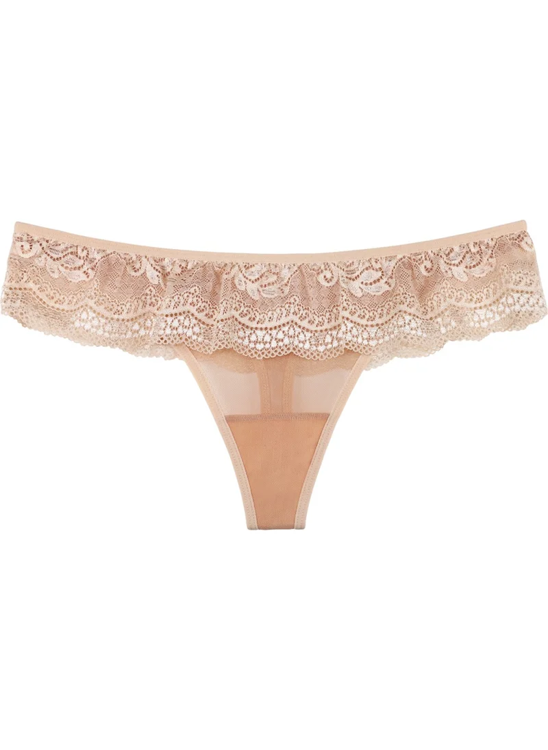 Sensu Women's Lace and Tulle Detailed Thong 5-Piece Panties Set - KTS2077