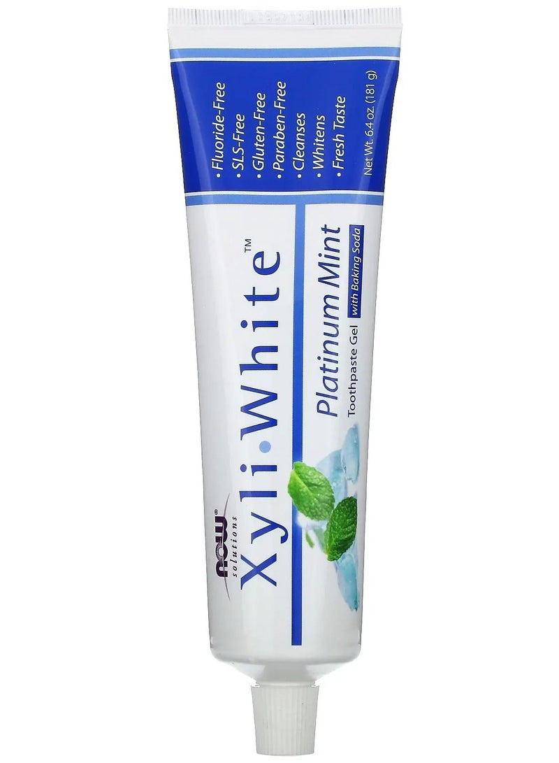 now Solutions XyliWhite Toothpaste Gel Platinum Mint 6.4 oz 181 g