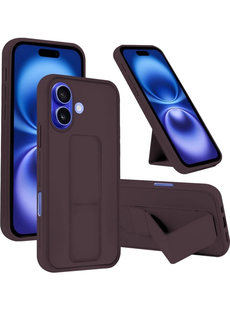 ELTRAZONE iPhone 16 Magnetic Car Mount Case – Maroon Silicone Kickstand with Hand Strap & Multi-Stand Functionality - Image 1