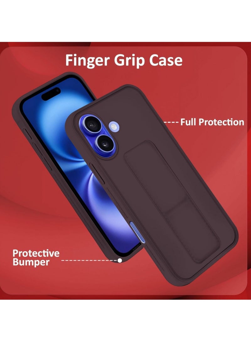 ELTRAZONE iPhone 16 Magnetic Car Mount Case – Maroon Silicone Kickstand with Hand Strap & Multi-Stand Functionality - Image 3