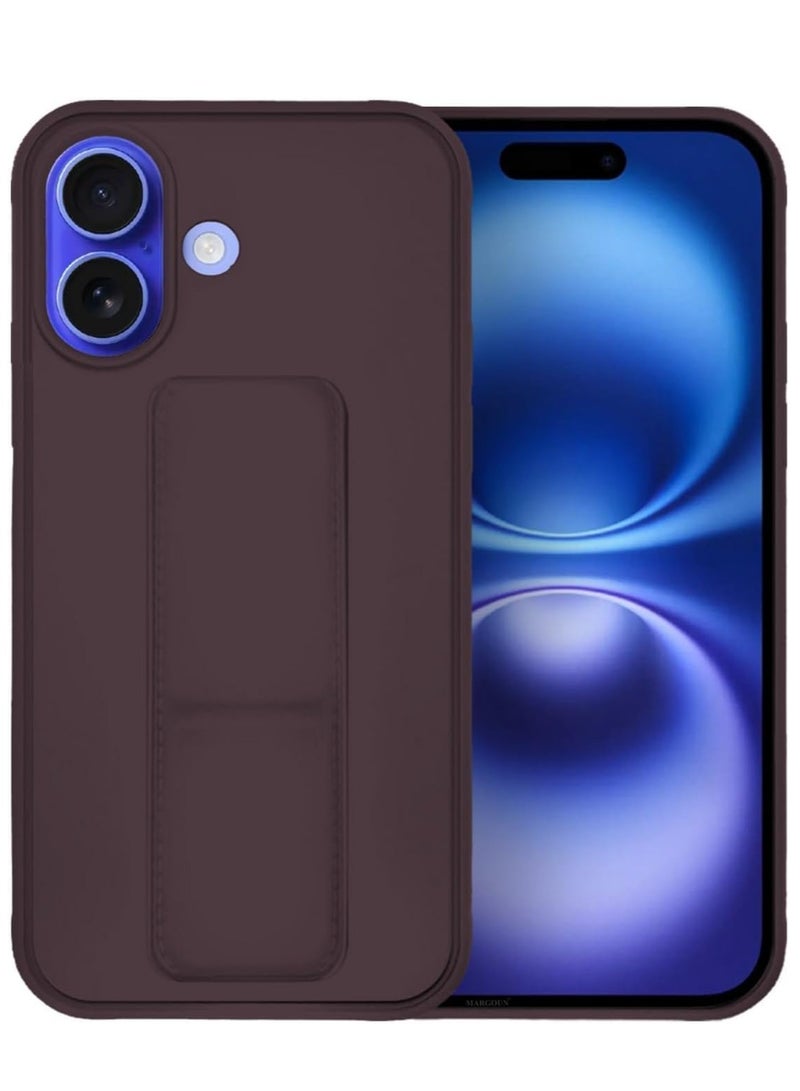 ELTRAZONE iPhone 16 Magnetic Car Mount Case – Maroon Silicone Kickstand with Hand Strap & Multi-Stand Functionality - Image 5