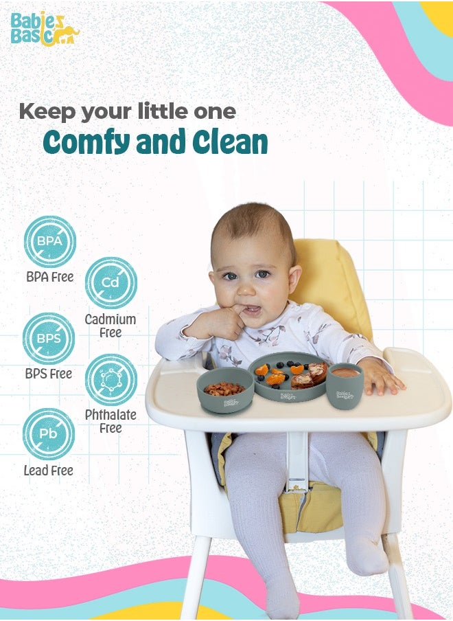 Babies Basic - Silicone Plate, Bowl & Cup- Indigo - Image 1