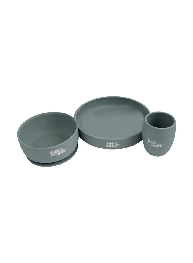 Babies Basic Silicone Plate, Bowl & Cup- Indigo