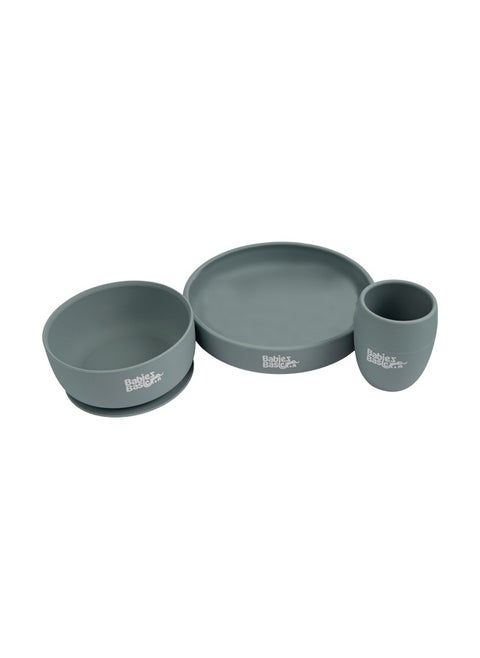 Silicone Plate, Bowl & Cup- Indigo