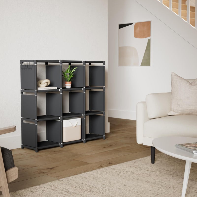 Mavivegue Book Shelf, 9 Cube Storage Organizer, DIY Bookcase, Metal Cube Bookshelf, Tall Book case for Bedroom, Living Room,Office, Closet Storage Organizer, Black Cubicle Storage Rack - Image 2