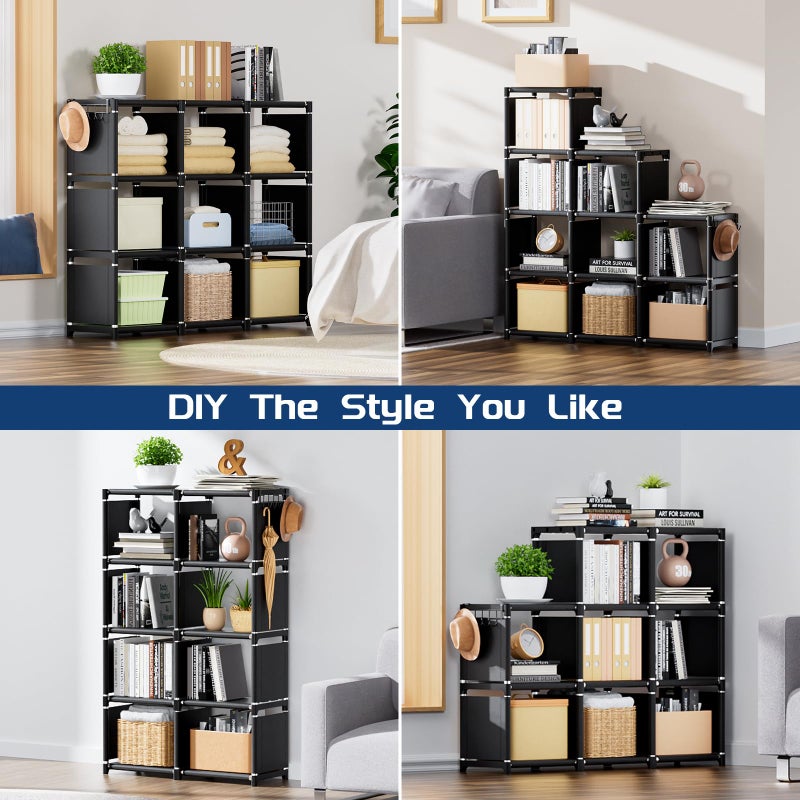 Mavivegue Book Shelf, 9 Cube Storage Organizer, DIY Bookcase, Metal Cube Bookshelf, Tall Book case for Bedroom, Living Room,Office, Closet Storage Organizer, Black Cubicle Storage Rack - Image 3
