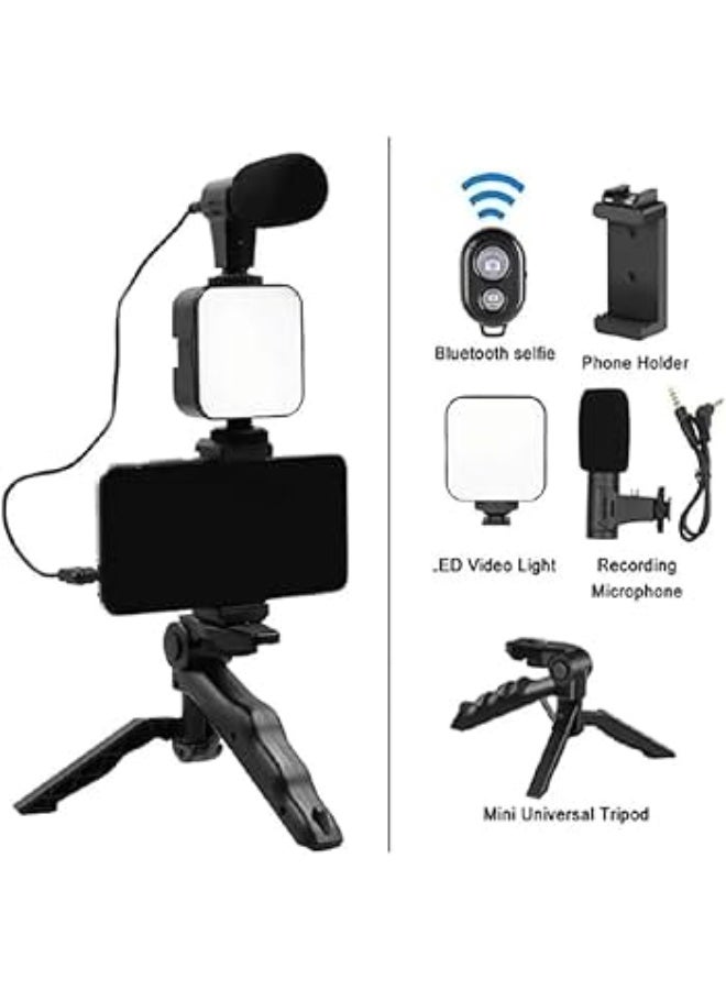 Video Making Kit Professional Lighting Set for Photography AY-49 - with Bluetooth Remote Control, Microphone, Mini Tripod, LED Light, and Mobile Phone Holder Clip for Video Making, Recording YouTube Videos, Podcasts, and Content Creation - Image 1