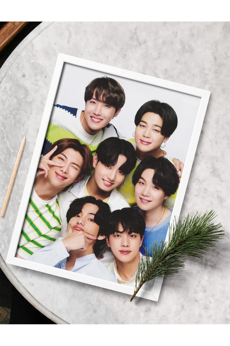 SINCE 7 STORE BTS Group Photo Framed Poster (8x12 inches) for BTS Fans/Room Decor/Gifting/Bangtan Boys/Aesthetic Wall Art - Image 1