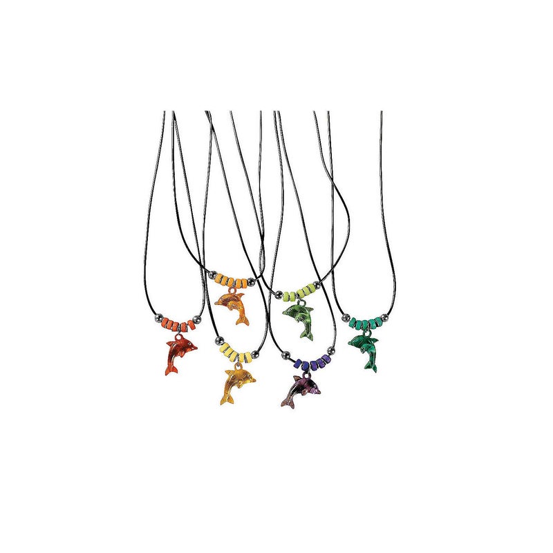 Fun Express - Acrylic Dolphin Necklace W/Jewel Eye - Jewelry - Necklaces - Necklaces - Novelty - 12 Pieces - Image 1