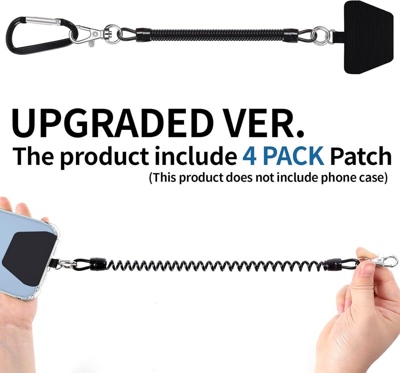 Doormoon Phone Lanyard Tether with 4 Patch, Cell Phone Lanyard with 2* Phone Tether, 4* Patch for Outdoor Hiking Climbing, BlackClear - Image 3