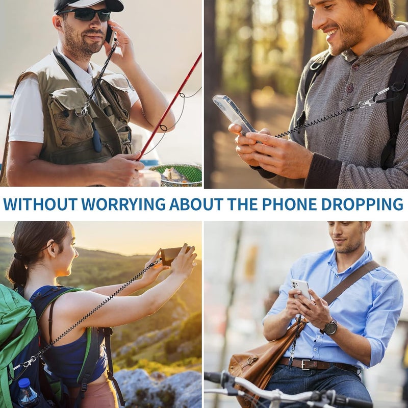 Doormoon Phone Lanyard Tether with 4 Patch, Cell Phone Lanyard with 2* Phone Tether, 4* Patch for Outdoor Hiking Climbing, BlackClear - Image 2