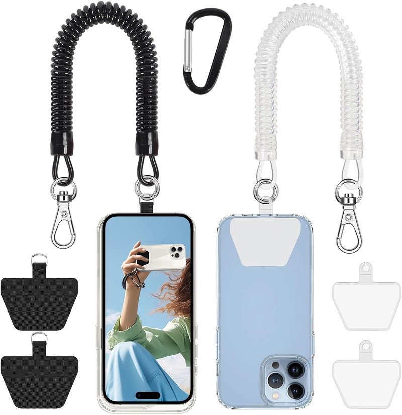 Doormoon Phone Lanyard Tether with 4 Patch, Cell Phone Lanyard with 2* Phone Tether, 4* Patch for Outdoor Hiking Climbing, BlackClear - Image 1