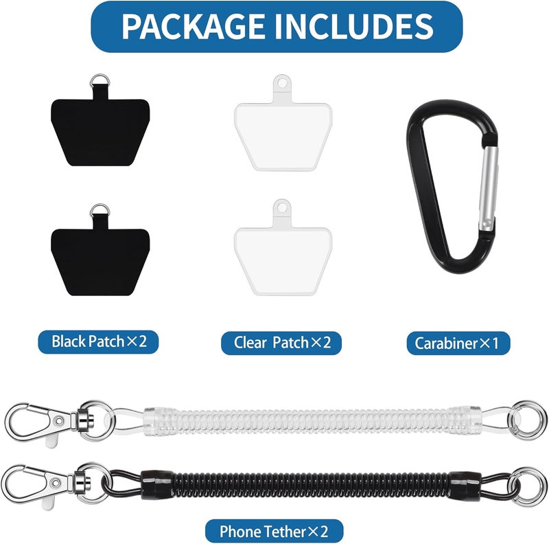 Doormoon Phone Lanyard Tether with 4 Patch, Cell Phone Lanyard with 2* Phone Tether, 4* Patch for Outdoor Hiking Climbing, BlackClear - Image 5