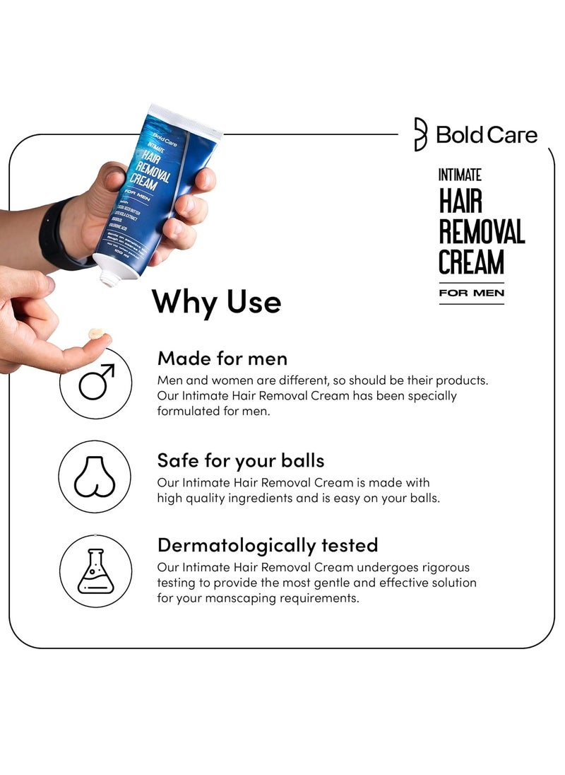 Bold Care Bold Care Intimate Hair Removal Cream for Men – Fast & Painless, Soothing for Unwanted Coarse Pubic Hair, Suitable For All Skin Types - 100ml  - Image 3