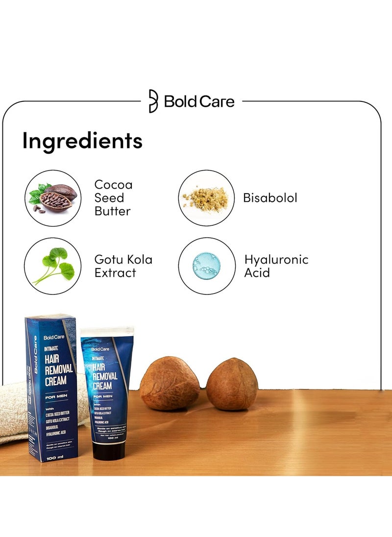 Bold Care Bold Care Intimate Hair Removal Cream for Men – Fast & Painless, Soothing for Unwanted Coarse Pubic Hair, Suitable For All Skin Types - 100ml  - Image 4