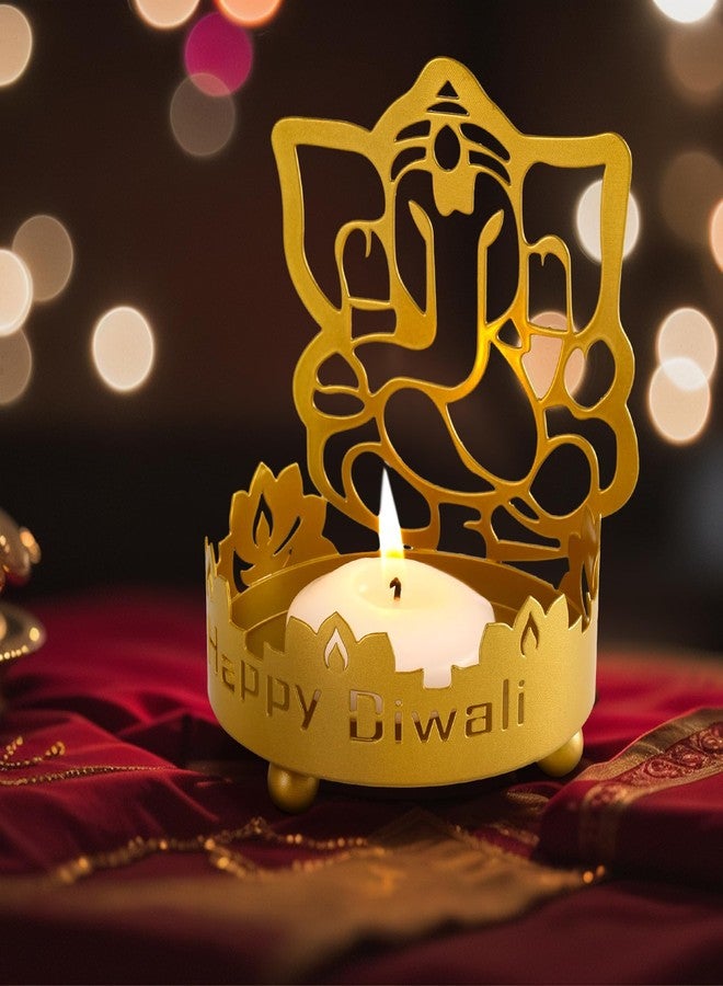 حامل شموع ديوالي المعدني على شكل غانيشا، حامل مصباح زيت السمن، هدايا دياس، لوازم مذبح بوذي لطقوس ديوالي، هدية ديكور لمعبد بوجا (غانيشا). - Image 5