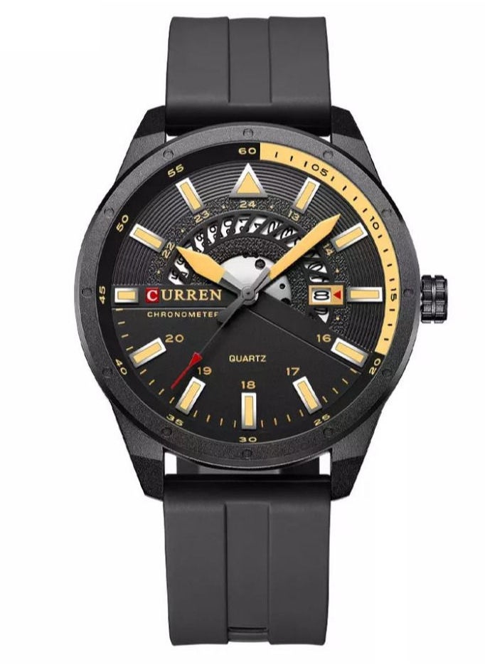 CURREN - Luxury Silicone Band Men's Sports Watch with Calendar 8421 Black - Image 1