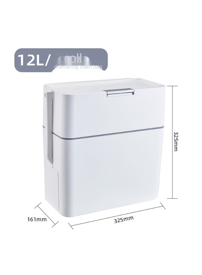 Household Automatic Trash Can with Lid and Pull-String Design, Includes Toilet Brush, Suitable for Living Room, Kitchen, Bedroom, and Bathroom
