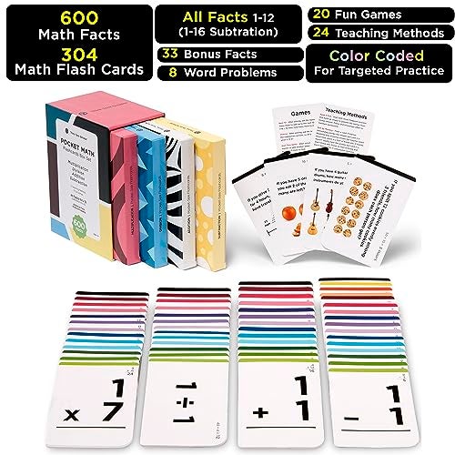 Think Tank Scholar Award-Winning Math Flash Cards Set: 600 Facts for Addition, Subtraction, Multiplication & Division - 10 Fun Learning Games - Perfect for Kids Ages 5-10, Grades 1-6 - Gift-Ready & Teacher-Approved - Image 3