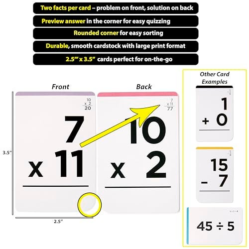 Think Tank Scholar Award-Winning Math Flash Cards Set: 600 Facts for Addition, Subtraction, Multiplication & Division - 10 Fun Learning Games - Perfect for Kids Ages 5-10, Grades 1-6 - Gift-Ready & Teacher-Approved - Image 4