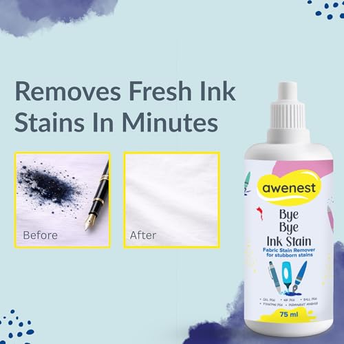 awenest Bye Bye Ink Stain | Fabric Stain Remover for Ink, Pen, Marker, and Fountain Pen Stains | Quick & Effective Stubborn Ink Removal | 75 ml Bottle - Image 4