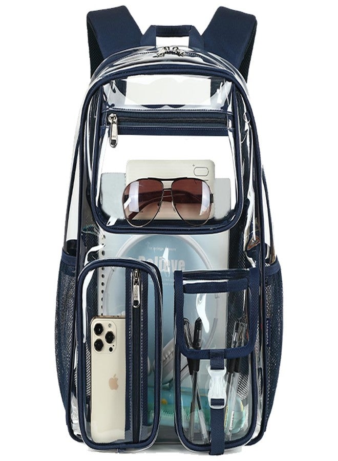 Cusangel Cear Blue Backpack for School, Heavy Duty Clear Backpack for Men,Clear BookBag,16inch TPU Large Capacity See Through plastic Backpack for Sport Events,Travel,Work - Image 1