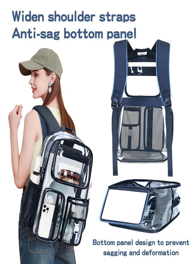 Cusangel Cear Blue Backpack for School, Heavy Duty Clear Backpack for Men,Clear BookBag,16inch TPU Large Capacity See Through plastic Backpack for Sport Events,Travel,Work - Image 5