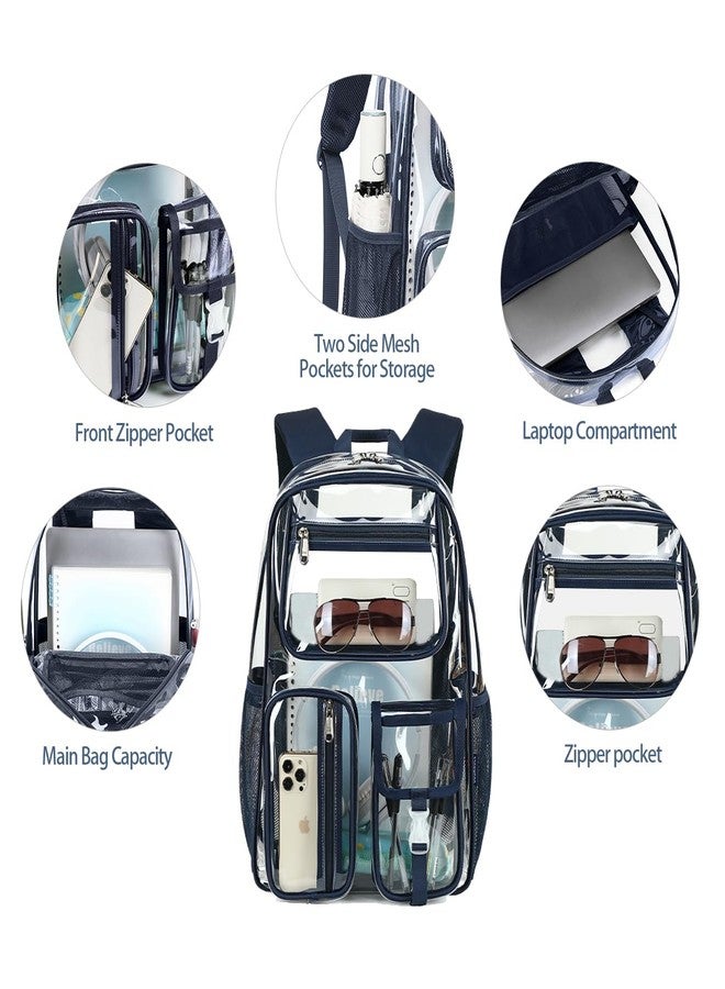 Cusangel Cear Blue Backpack for School, Heavy Duty Clear Backpack for Men,Clear BookBag,16inch TPU Large Capacity See Through plastic Backpack for Sport Events,Travel,Work - Image 4