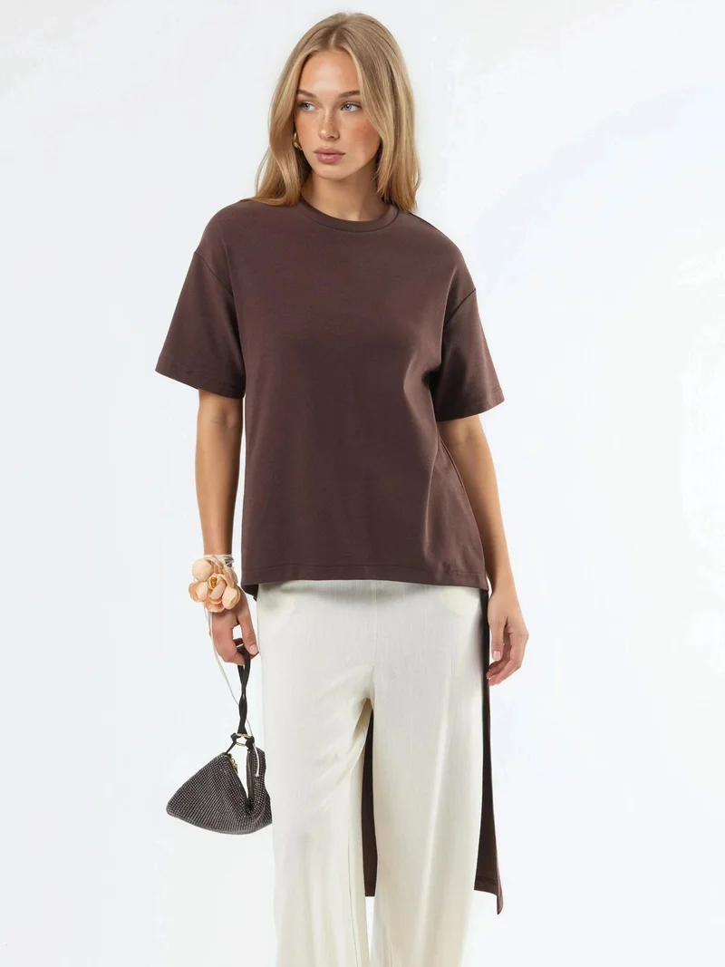 بوسيم BUSEM Oversized Crew Neck Tunic with Slit
